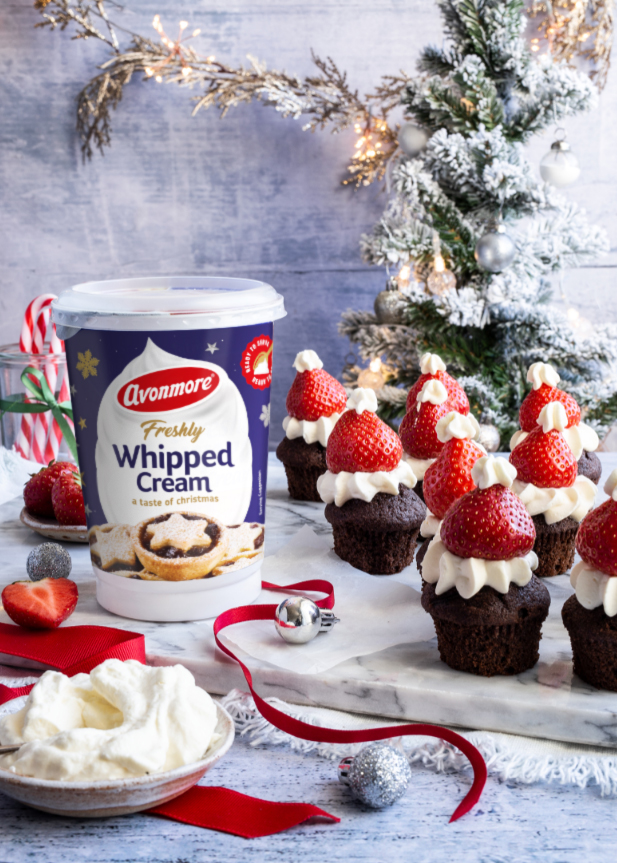 Chocolate and Whipped Cream Santa Hats