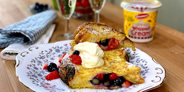 french toast with berries and whipped cream