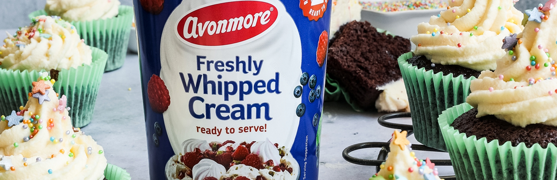 avonmore whipped cream and cupcakes