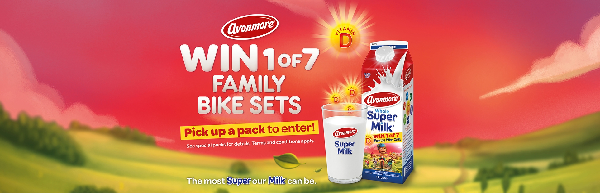 Win a Family Bike Set with Avonmore Super Milk. 7 prizes to be won! 