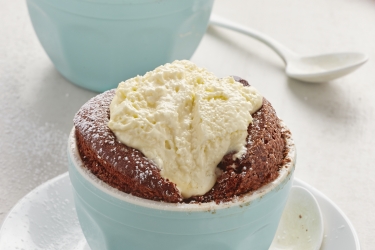 Red Velvet Soufflés with Whipped Cream