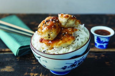 an image of sticky honey chicken with rice