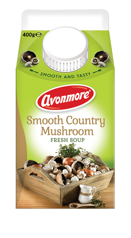 an image of avonmore smooth country mushroom soup carton