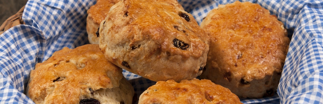 this is an image of scones in a basket